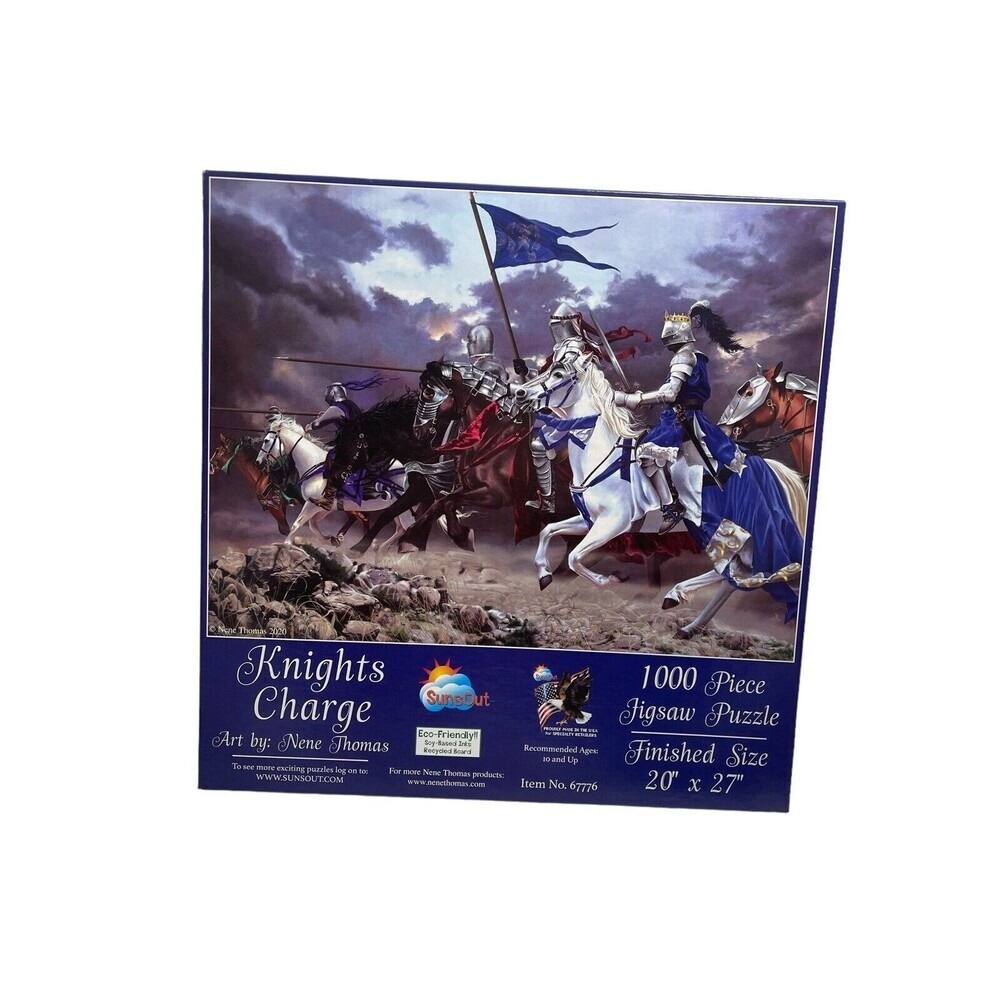 Suns Out 1,000 Piece Nene Thomas Art Puzzle "Knights Charge " 20" x 27" Comp